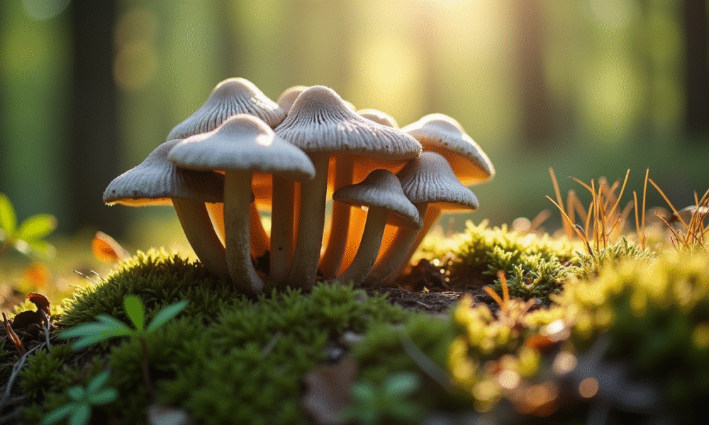 Champignons chanterelle fraîchement cueillis en forêt