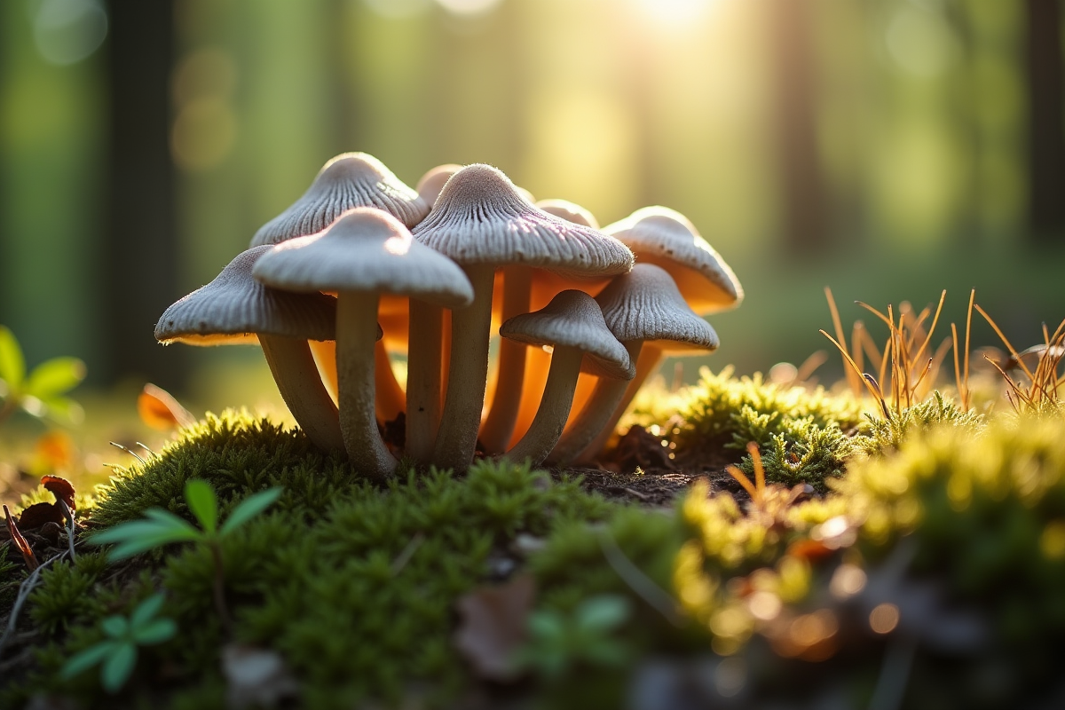 Champignons chanterelle fraîchement cueillis en forêt