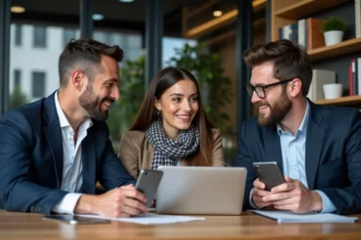 Equipe diverse en réunion dans un bureau moderne