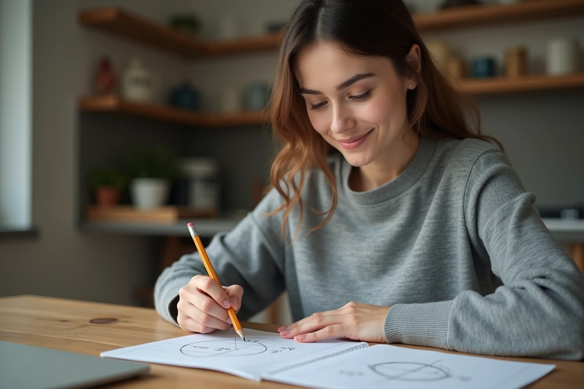Femme adulte expliquant la formule du périmètre d