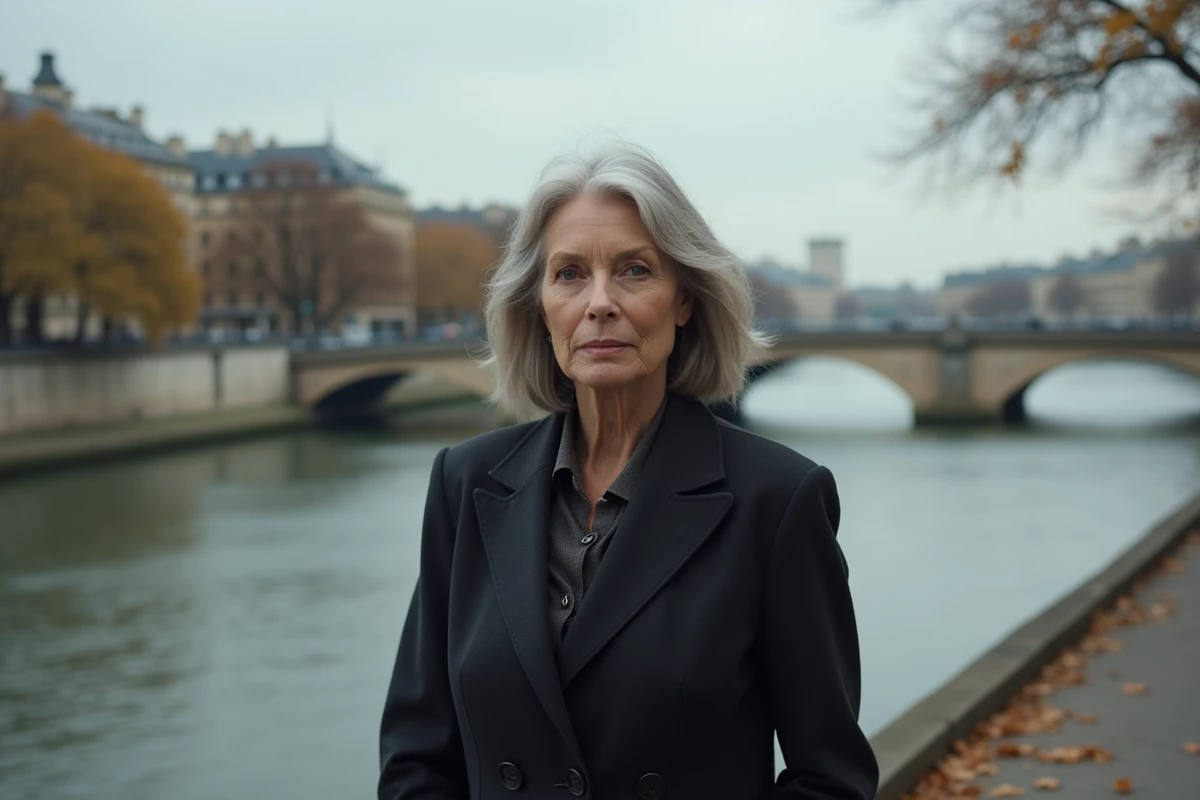 Femme marchant sur les quais de la Seine à Paris, allure introspective évoquant la vie amoureuse et les relations sentimentales