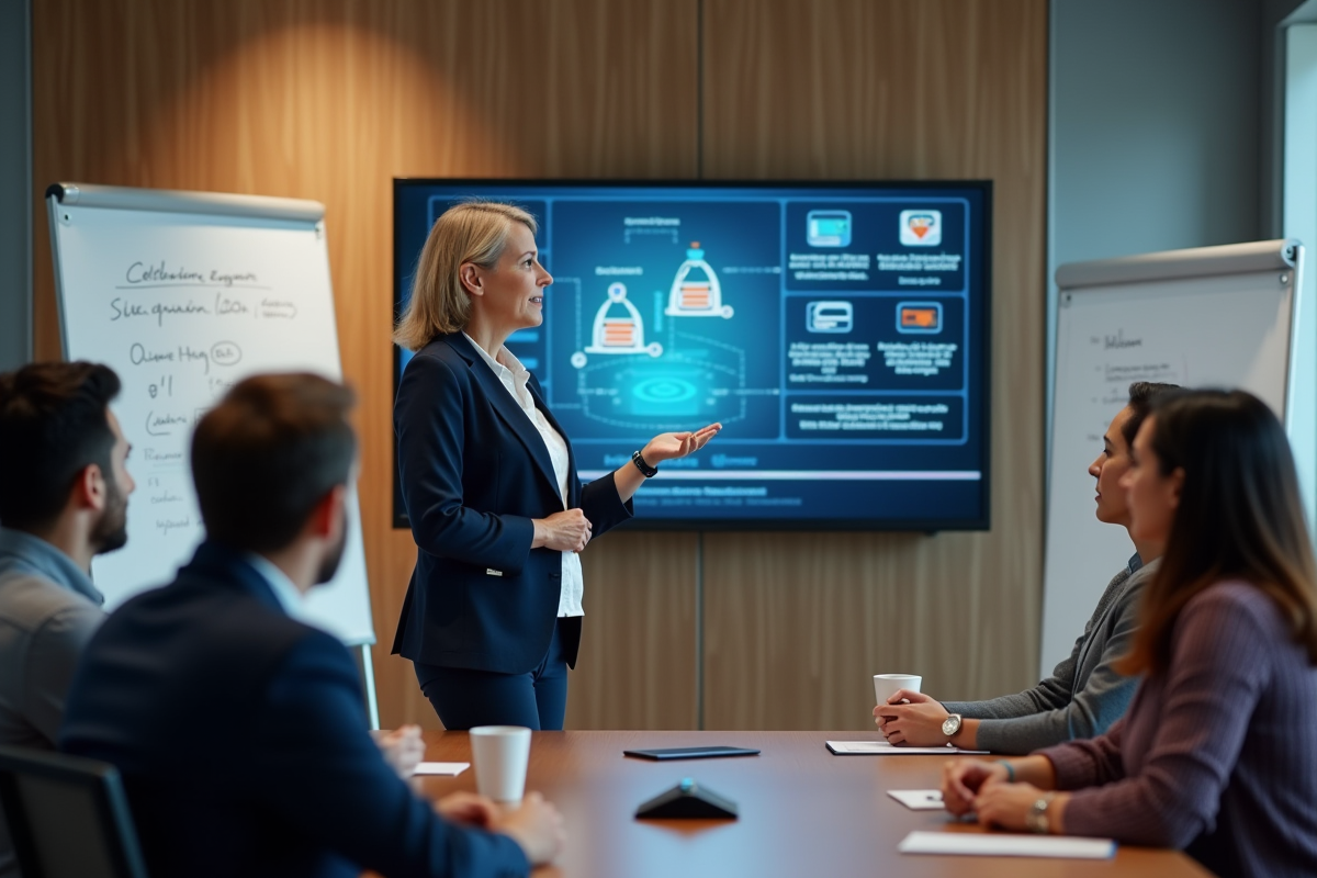 Femme ingénieure présentant l