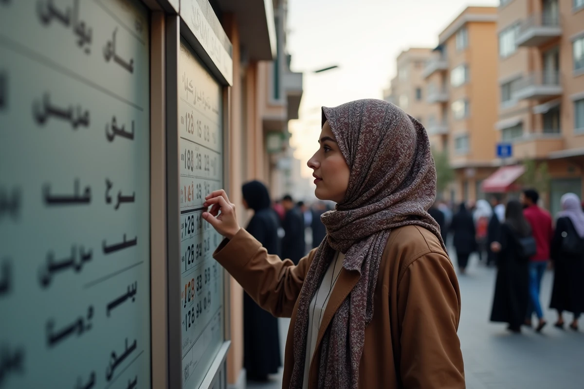 Jeune femme en hijab regardant l