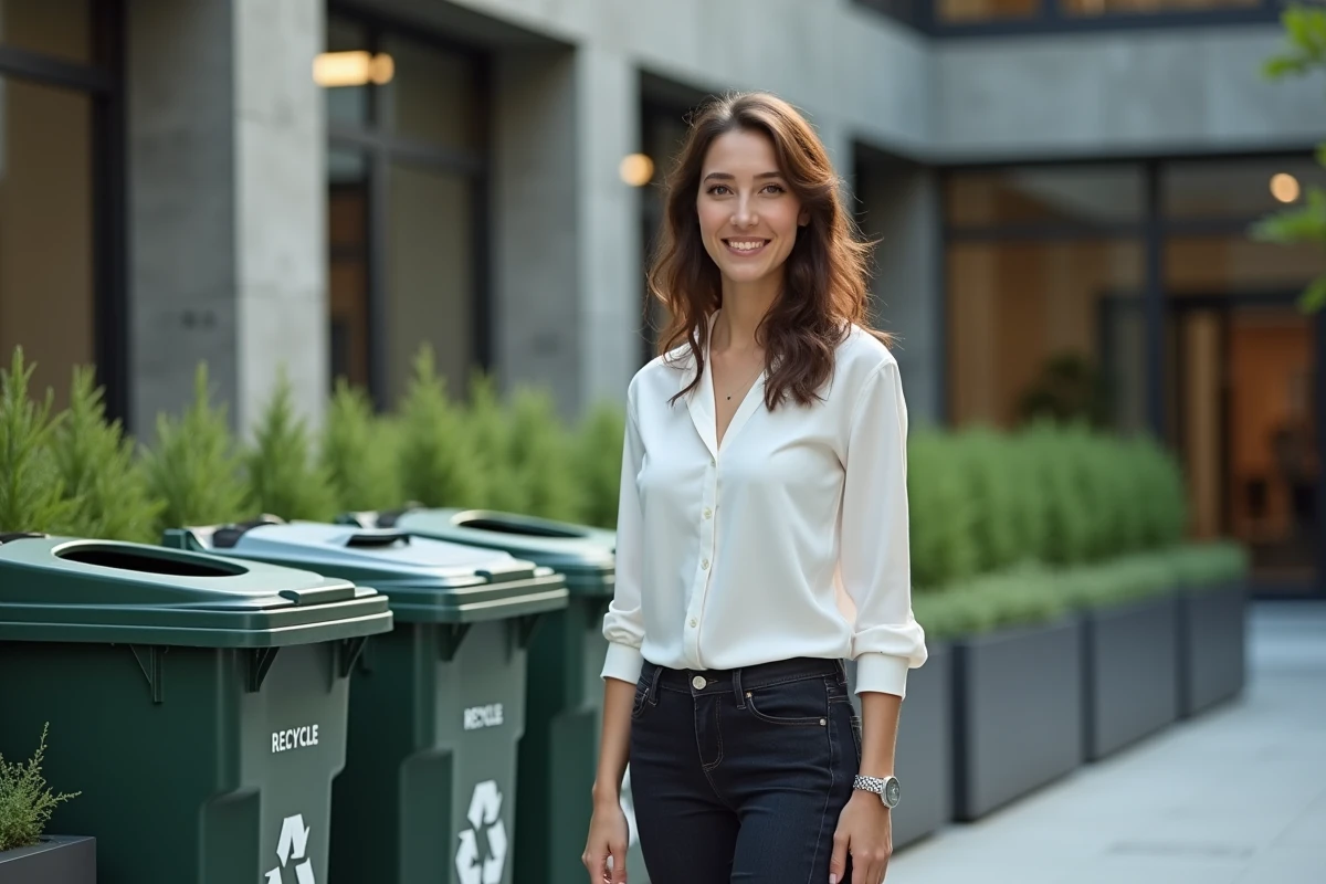 Jeune femme dans une cour d