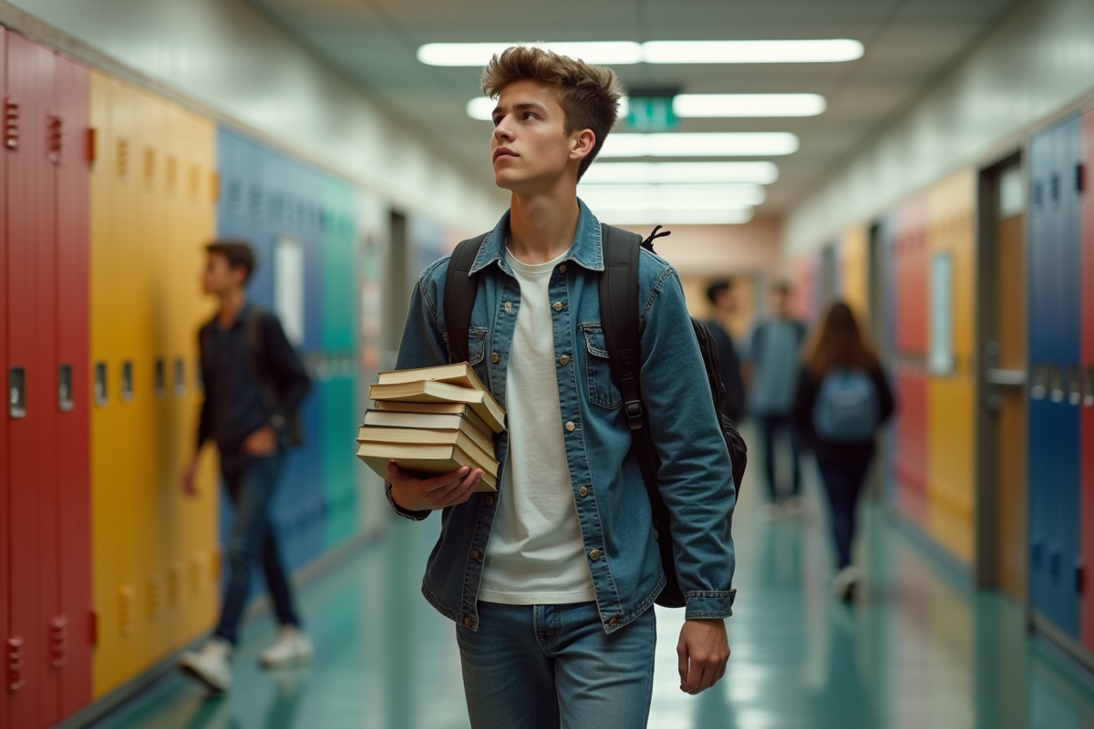 Adolescent dans un couloir d