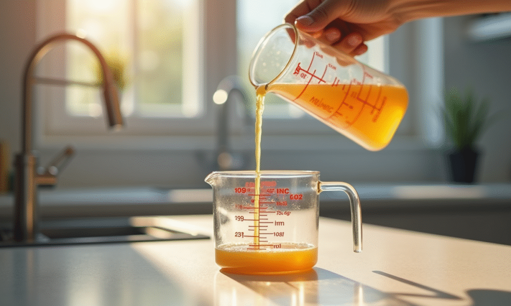 Versement précis dans une cuisine en lumière naturelle