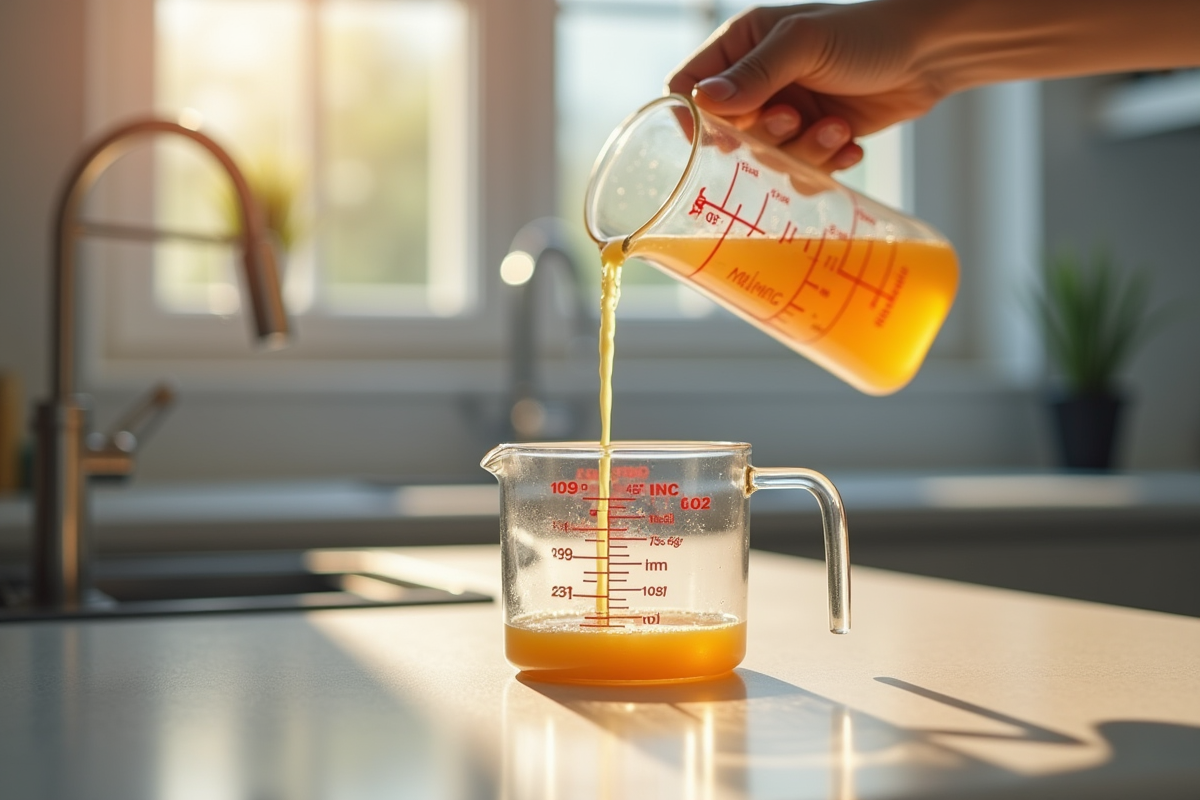 Versement précis dans une cuisine en lumière naturelle