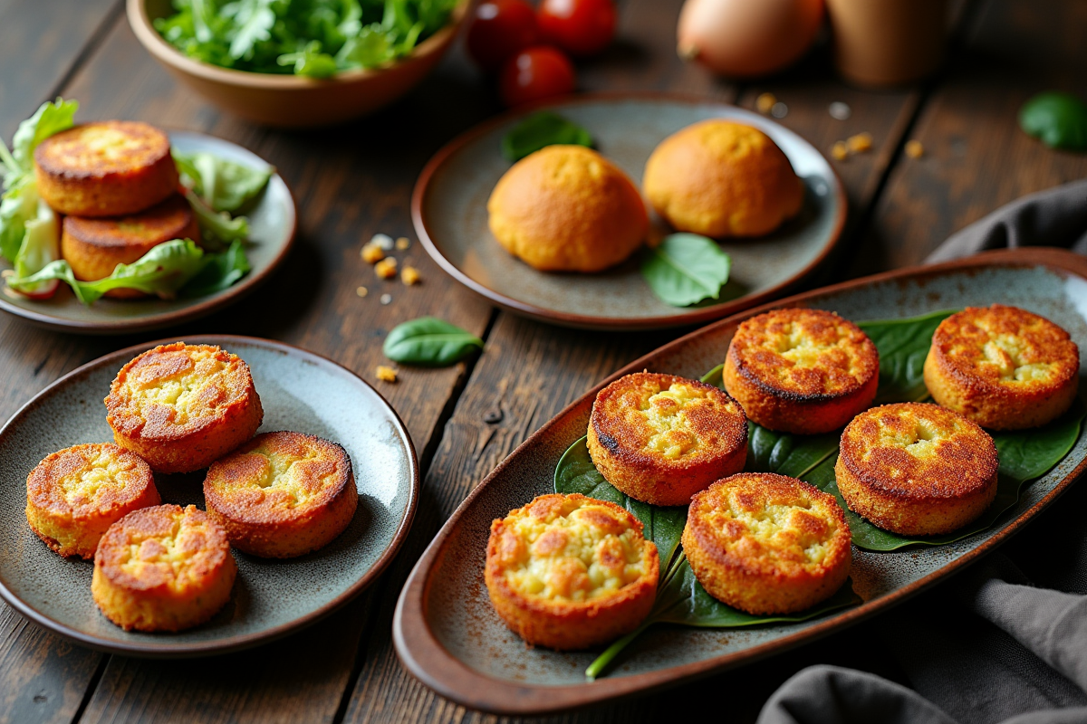 Table de brunch avec gâteaux salés et légumes frais