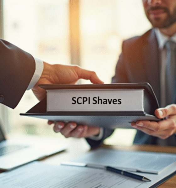 Personne remettant un dossier d'actions SCPI à un conseiller